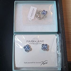 Park Lane Silver and Blue Leopard Jewelry Set
